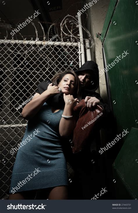 Woman Being Choked Dark Alley By Stock Photo Edit Now