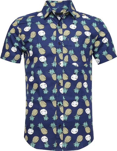 Avanzada Herren Kurzarm Hawaiihemd Baumwolle Button Down Shirts Palme Gedruckt Strandkleidung