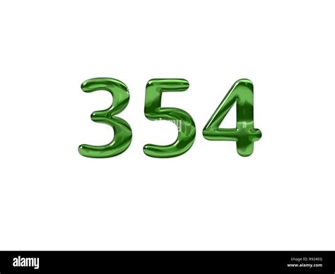 Green Number 354 Isolated White Background Stock Photo Alamy