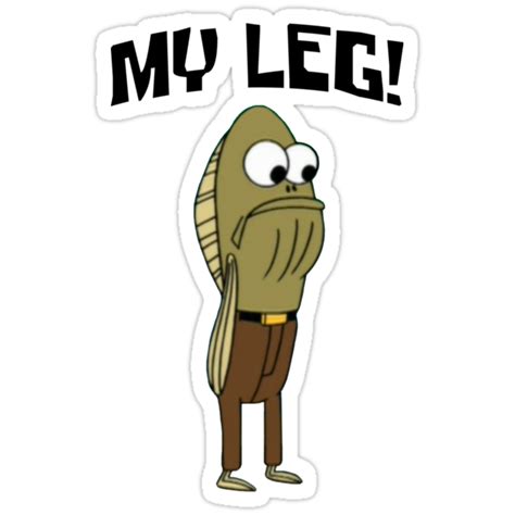 Fred The Fish My Leg Spongebob Stickers By Lagginpotato64 Redbubble