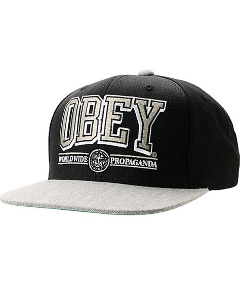 Obey Athletics Black And Heather Grey Snapback Hat Zumiez