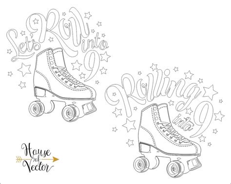 Roller Skate Clipart Svg Eps Ai Dxf Cdr 9th Birthday Vector Etsy