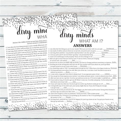 Dirty Bachelorette Game Dirty Minds Who Am I Bridal Shower Etsy