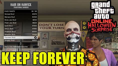 How To Save The Halloween Face Paints Forever In Gta 5 Online Youtube
