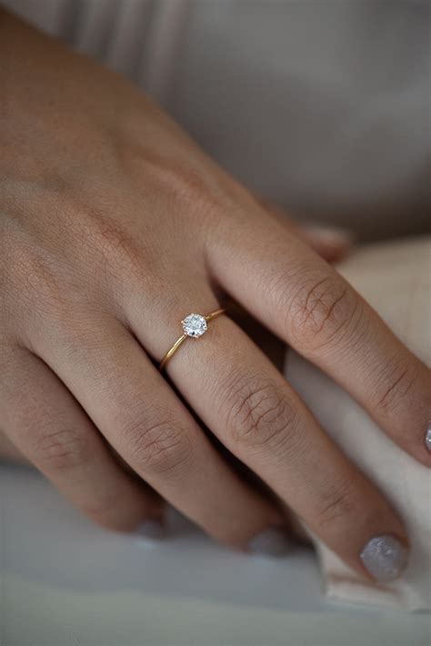 Solitaire Engagement Ring Minimalist Diamond Ring Artemer