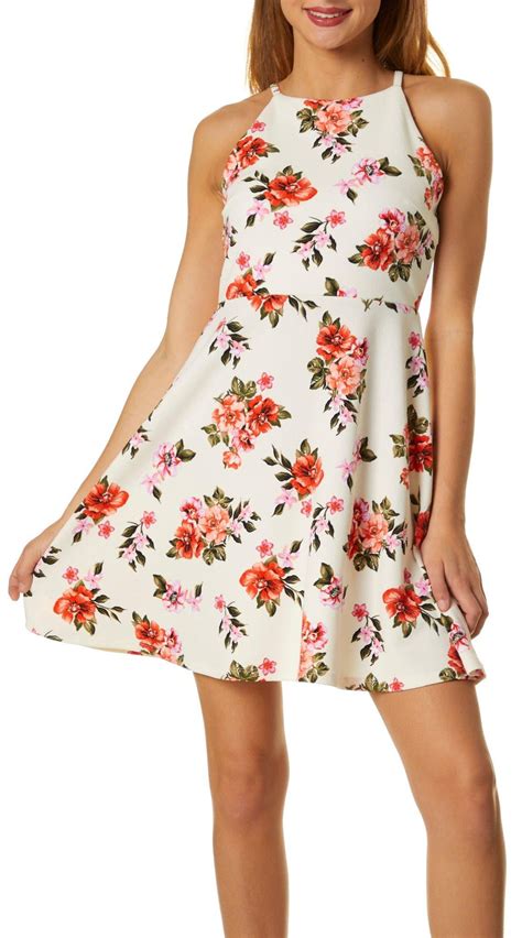 Almost Famous Almost Famous Juniors Floral Skater Dress