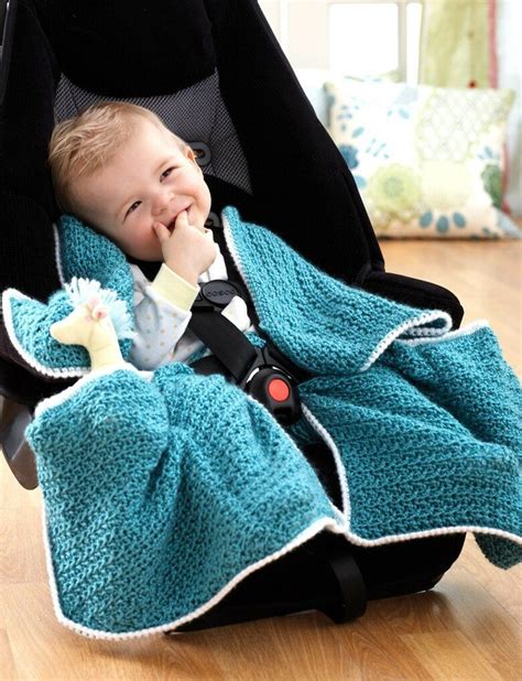 Car Seat Blanket In Bernat Softee Baby Solids Knitting Patterns