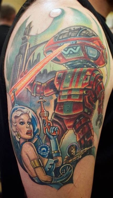 50s Sci Fi Tattoo Life Tattoos New Tattoos Body Art Tattoos S Tattoo