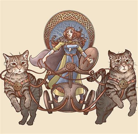 Freya Driving Her Cat Chariot By Dani Kaulakis Norse Goddess Of Love