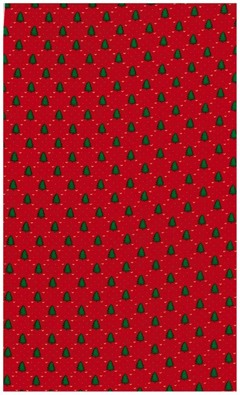 Christmas Holiday Fabric Red With Green Trees And Tiny Yellow Hearts