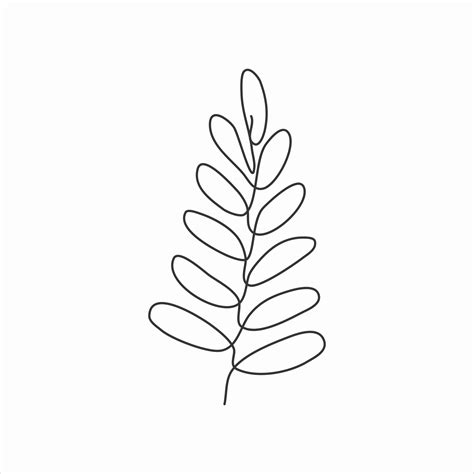 One Line Drawing Of Bunch Of Leaves Continuous Line Art 2873644 Vector