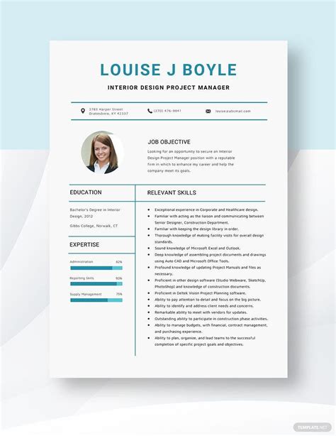 Interior Design Project Manager Resume Download In Word Apple Pages
