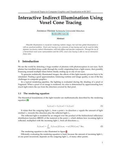 Interactive Indirect Illumination Using Voxel Cone Tracing