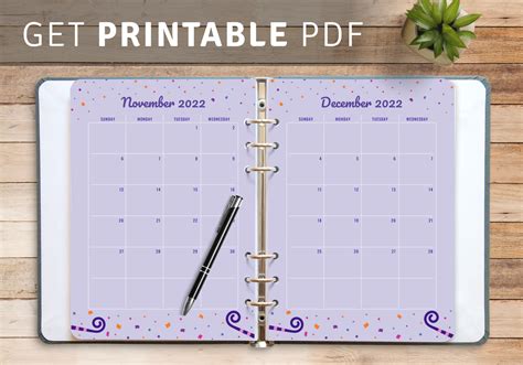 Download Printable Two Page Monthly Birthday Calendar Pdf