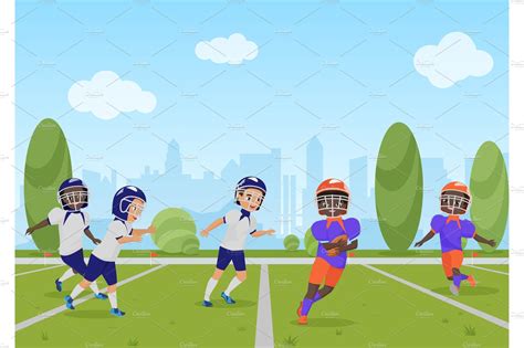 Kids Playing American Football By Lemberg Vector On Dribbble