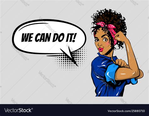 We Can Do It Black Woman Girl Power Pop Art Vector Image