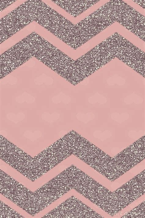 Silver Sparkle Chevron And Pink Hearts Heart Iphone Wallpaper Cellphone