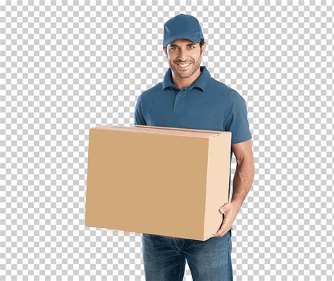 Hombre Llevando Caja De Cartón Transportista De Mensajería Paquete De