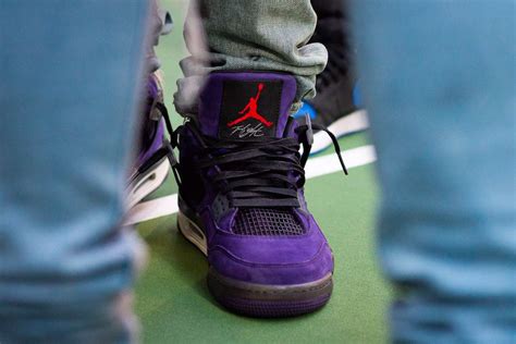 An On Feet Look At The Travis Scott X Air Jordan 4 Purple Suede Friends