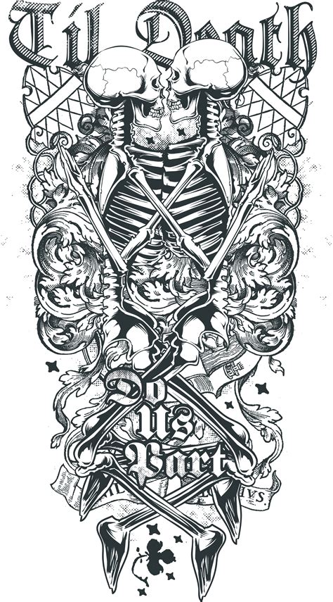 Download Tattoo Death Skull Sleeve Depending Of Abziehtattoo HQ PNG png image