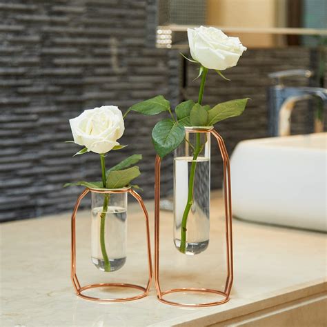 Buy Putwo Vases Set Of 2 Metal Flower Vase Glass Vase Er Terrariums