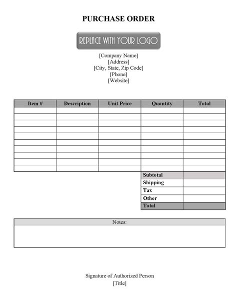 Printable Purchase Order Form Templates At Images And Photos Finder