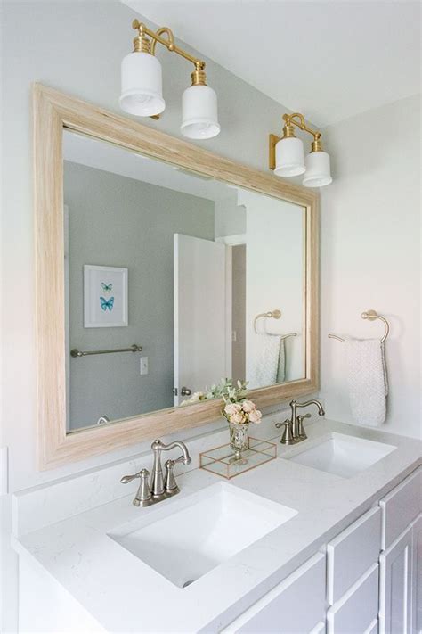 Our Bathroom How To Frame Your Large Mirror In 2020 Large Bathroom Mirrors Wood Framed