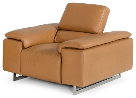 Callahan Modern Cognac Leather Recliner Contemporary Armchairs And