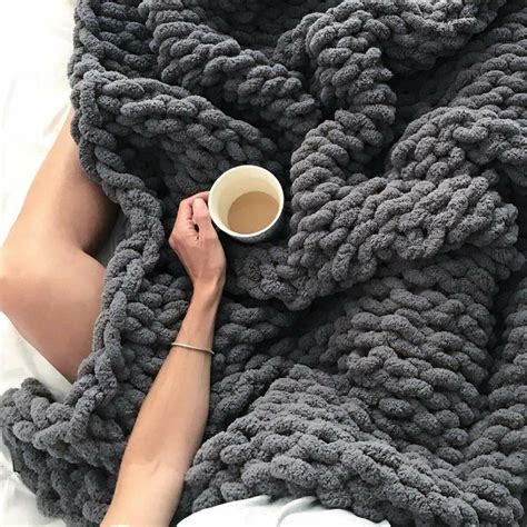 Luxury Chunky Knit Throw Blanket Super Soft Warm Cozy Chenille Bulky Blankets Ebay