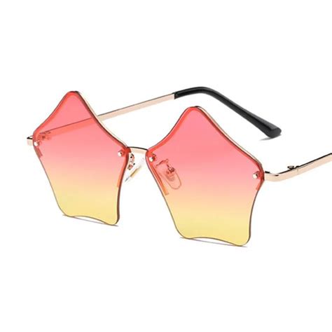 buy rimless star sunglasses women elegant luxury retro shades hipster yellow