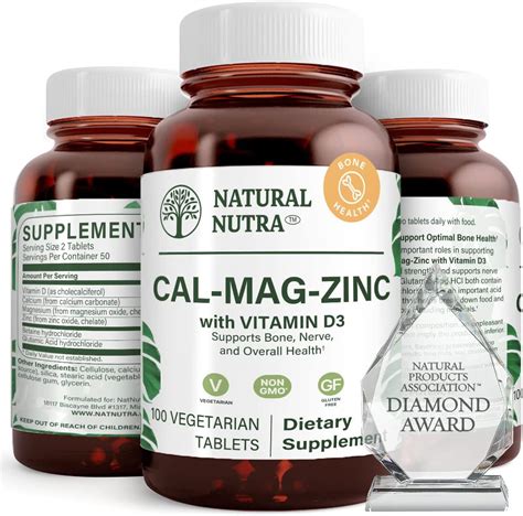 Amazon Com Natural Nutra Calcium Magnesium Zinc Supplement With Vitamin D For Bone Strength