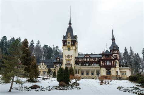 861738 4k Peles Castle Romania Castles Winter Snow Trees Rare