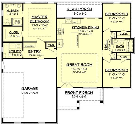Farmhouse Style House Plan 3 Beds 2 Baths 1398 Sqft Plan 430 200
