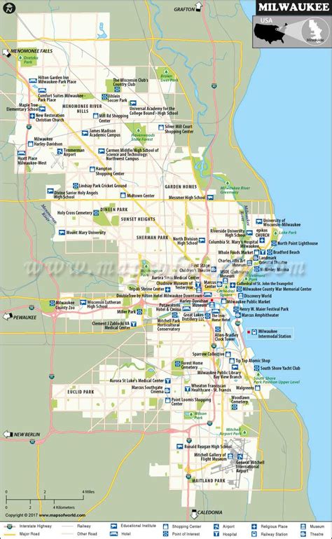 Milwaukee Map Wisconsin Milwaukee City Map