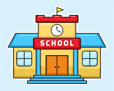 Vector Of Colorful School Building With Cartoon Style Back To School
