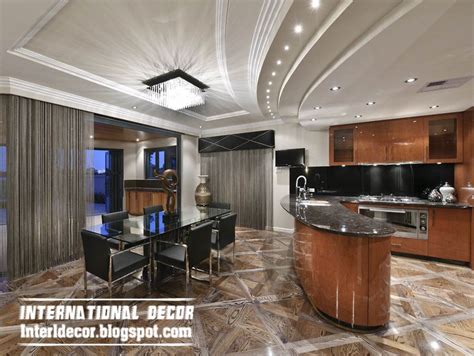 Modern kitchen designs can use a coffered ceiling too. Top catalog of kitchen ceiling false designs - part 2