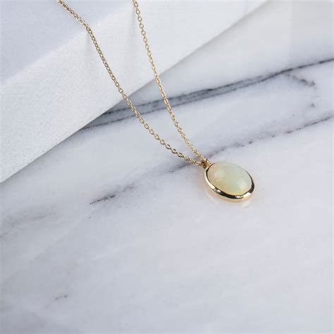 White Opal Necklace K Solid Gold Opal Necklace Opal Etsy