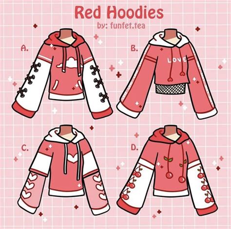 Red Hoodies Drawing Anime Clothes Cute Art Styles Fashion Design