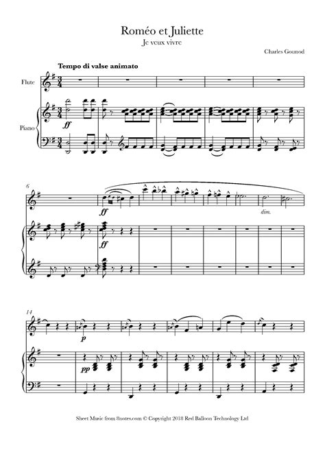 Gounod - Je veux vivre from Romeo et Juliette Sheet music for Flute