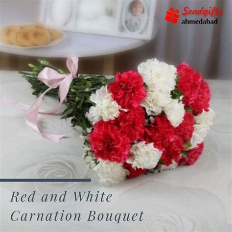 A Surprise For Your Love With Red And White Carnation Bouquet Of