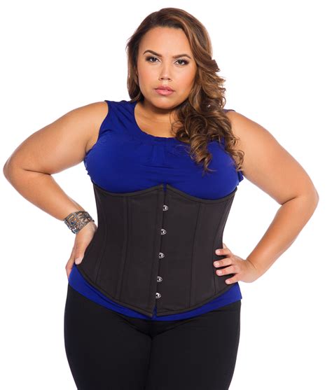 Dita Black Cotton Plus Size Underbust Steel Boned Corset Glamorous