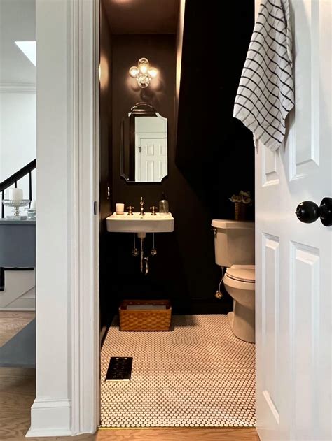 Dark Moody Powder Room Reveal At The Greenfield Remodel Foxy Oxie