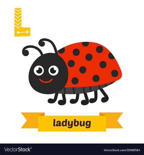 Ladybug L Letter Cute Children Animal Alphabet Vector Image