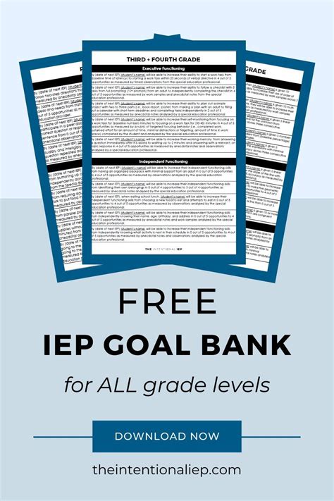 Free IEP Goal Banks By Grade Level The Intentional IEP Iep Goals Iep Special Education