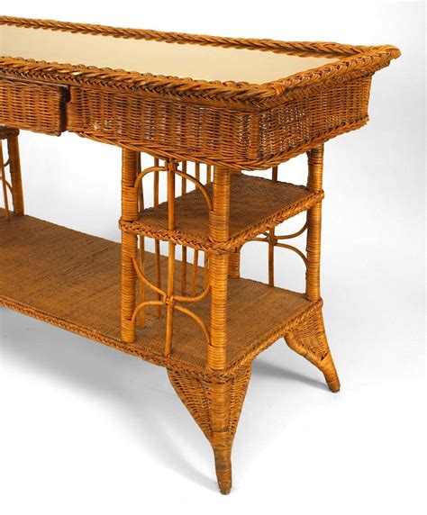 Late 19th C Wicker Davenport Table Attributed To Heywood Wakefield