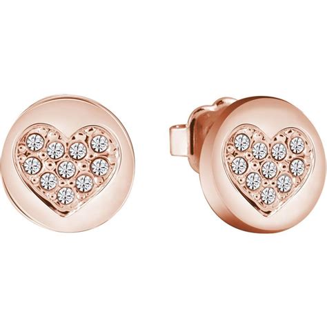Ladies Guess Jewellery Rose Gold Plated Heart Devotion Earrings