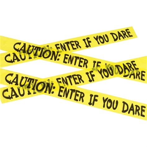 Yellow Black Caution Tape Enter If You Dare 50ft Halloween Decoration