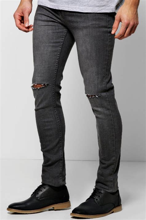 Mens Skinny Jeans Ripped Jeans Ripped Men Skinny Mens Pants Knee Beggar Solid Casual Casca Grossa