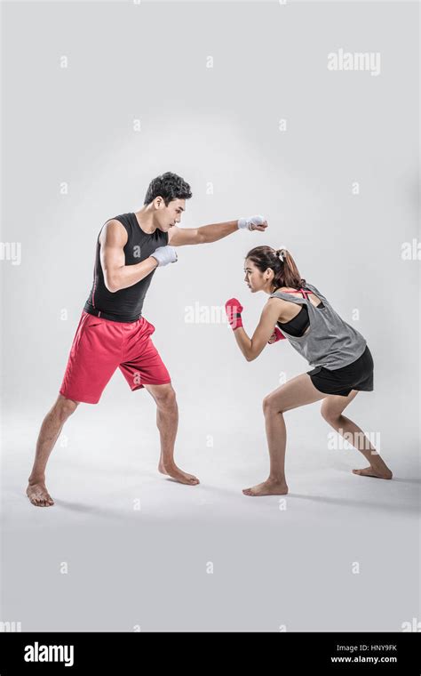 Kickboxing Players Fighting Stock Photo Alamy
