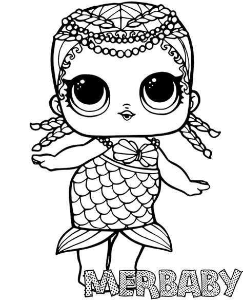 Lol omg boneca bolsa brinquedos conjunto original lol surpresa bonecas diy kit em miniatura móveis crianças meninas presentes de. Merbaby coloring page - Topcoloringpages.net